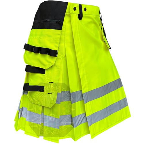 Kilt Utility Pompiere Riflettente Hi-Vis Scozzese - Kilt da Lavoro Alta Visibilità - Foto 1 di 7