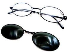 Power +2.25  Reading Glasses with magnetic tint clip Indoors Outdoors Oval frame