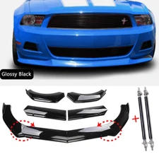 For 10-12 Ford Mustang Front Bumper Lip Splitter Spoiler Glossy Black Body Kit