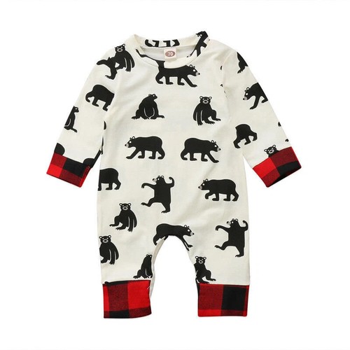 Newborn Baby Boy Clothes Rompers Summer Fall Outfits Bear Long Sleeve Jumpsuit - Picture 8 of 11