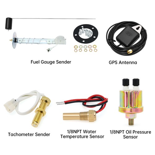 5 Gauge Set 85mm Boat GPS Speedometer 200km/h w/tachometer Fuel Oil Temp Volt - Picture 7 of 8
