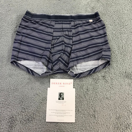 Derek Rose Boxer Mens Large Closed Hipster Brief Navy Underwear London