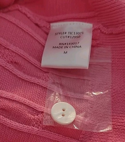 Ces Femme Women's Sz M Cable Knit Pink Hit Remix Cardigan Sweater Spring Easter - Picture 8 of 8