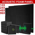 12-96PCS 12X12X1inch Acoustic Panels Foam Studio Soundproofing Wall Tiles Wedges