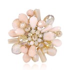 Floral Cluster Cream Tone Crystals Pearl Pink Beaded Brooch Pin
