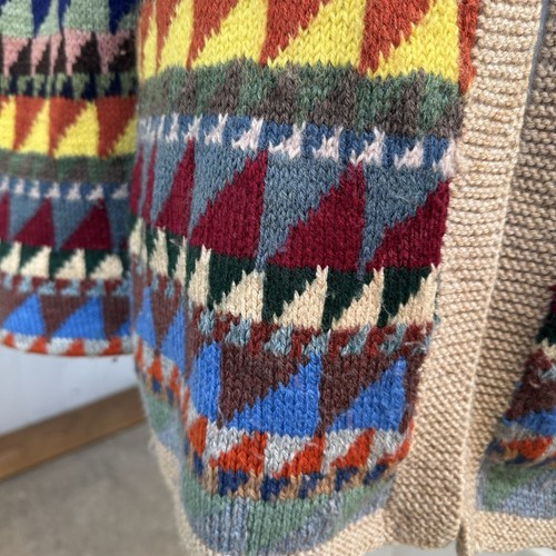 Kaffe Fassett Cardigan Size L Bright Multicoloured Triangles Wool Hand Knit - Picture 4 of 8