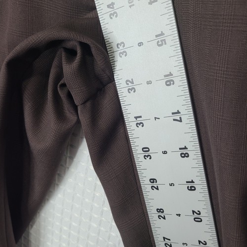 Claiborne Mens 36x32 Brown Polyester Plaid Dress Pants Cuffed Hem - Picture 8 of 17
