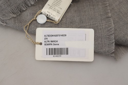 AGNONA Scarf Solid Grey Cashmere Warmer Women Fringe Shawl 180cmx130cm $1280 - Picture 8 of 8