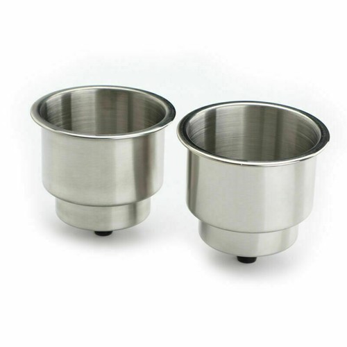 2 Pack Stainl Steel Cup Drink Holders Brushed For Marine Boat RV Camper Truck E6 - Picture 7 of 10