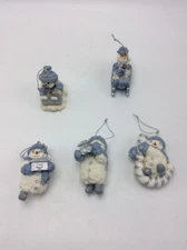  1999 ENCORE GROUP Snowman Christmas Ornament  Vintage SET OF 5 XM 18