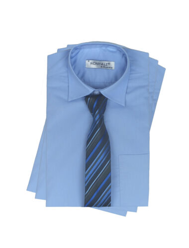 Boys Long Sleeve Cotton Blend Formal Shirt and Tie, Boys Smart Suit Shirts - Picture 11 of 17