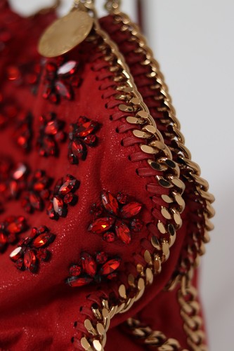 STELLA MCCARTNEY Red Shaggy Deer Faux-Leather Falabella Fold Over Tote Bag - Picture 4 of 11