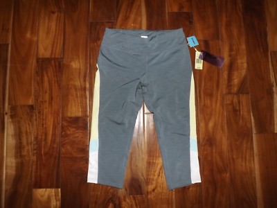 NEW Womens TANGERINE Gray Heather Lime Yellow White Active Length Capris S