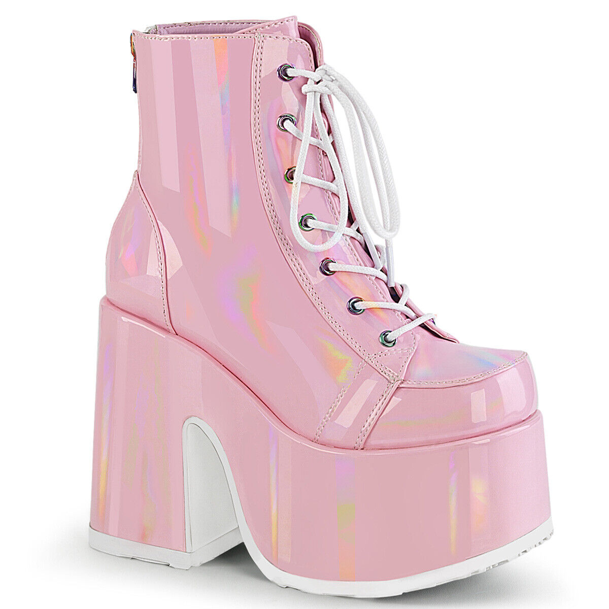 Pink chunky top heel boots