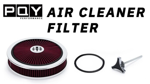 14" x 3" Air Cleaner Set Super Flow Washable Element BLACK Recessed Chrome Top - Video 1 di 1