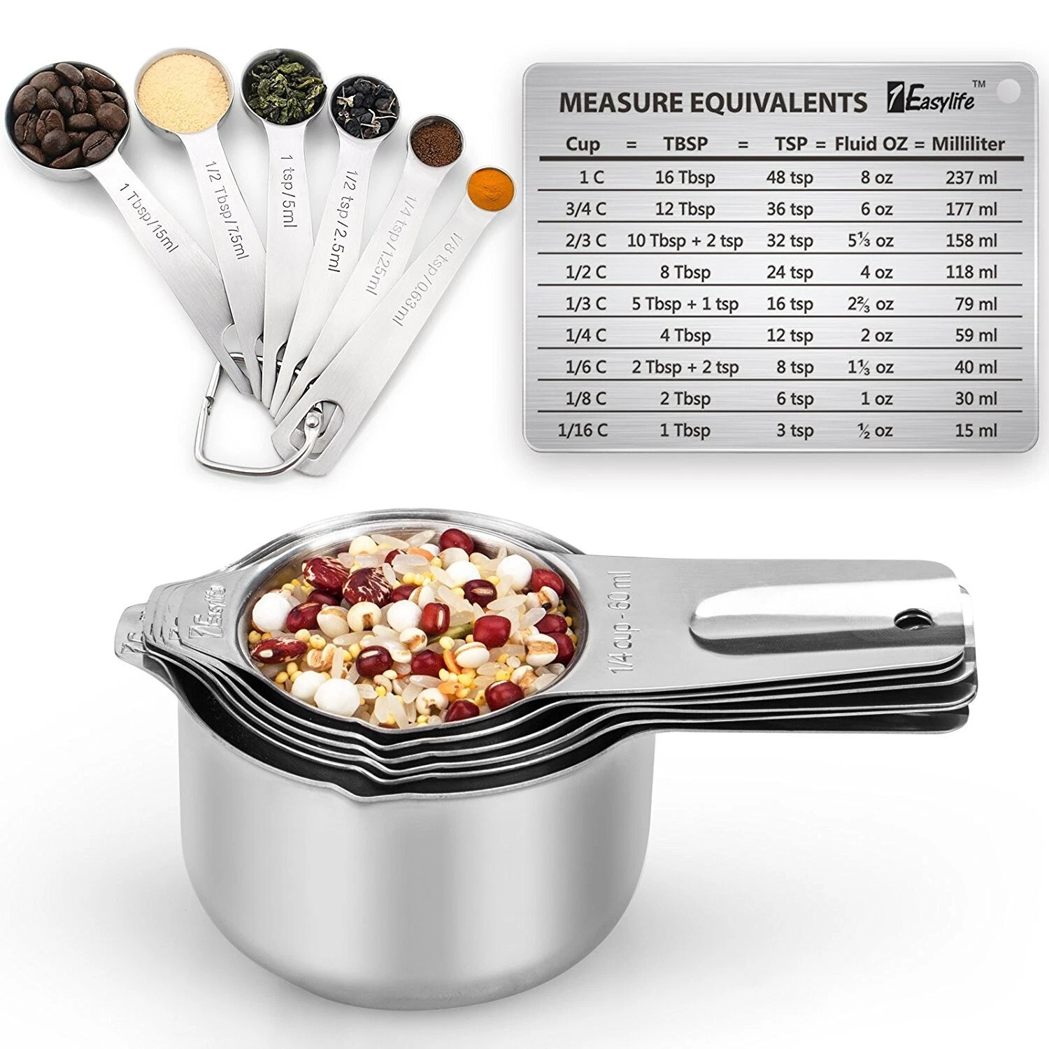 1EasyLife Premium Stainless Steel Measuring Cups and Spoons set new
Opens in a new window or tab