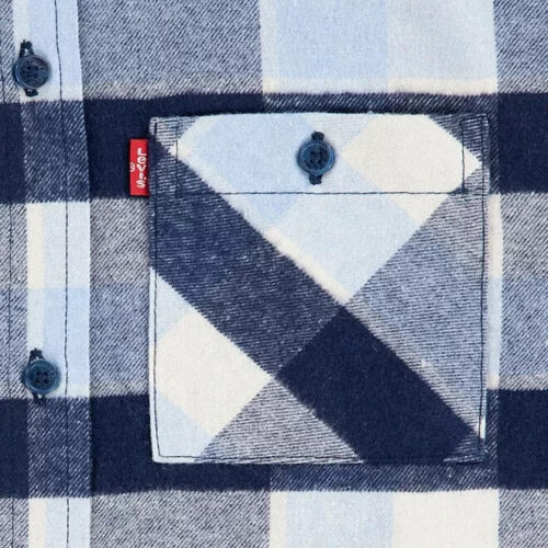 Levi's Boys Hooded Flannel Shirt Size L 10/12 Dress Blues - Picture 4 of 5