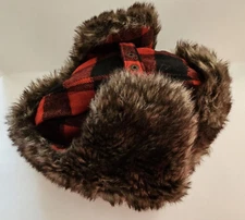 Red Swiss Tech Trapper Aviator Hat Faux Fur Warm Winter Ear Flaps One Size
