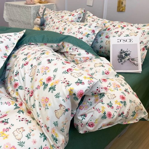 Duvet Cover Set with Flat Sheet Pillowcases Single Double Queen Size Bedding Kit - Picture 19 of 33