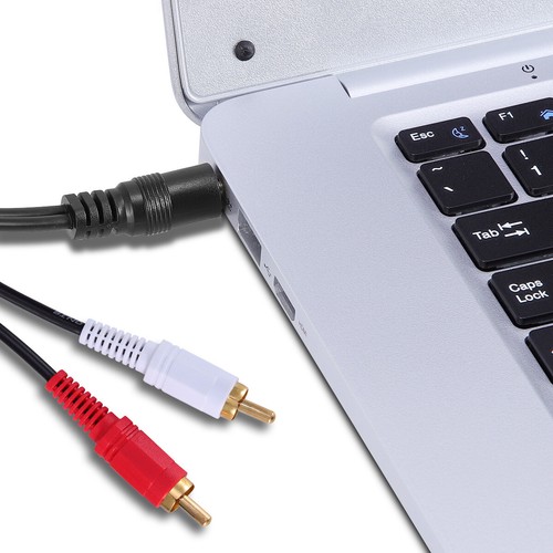 2 RCA Male Plug to 3.5mm Female Aux Audio Headphone Jack Converter Adapter Cable - Picture 3 of 8