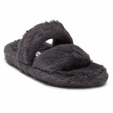 TOP MODA Colby Faux Fur Slipper, DARK GREY, Women Size  7, NEW