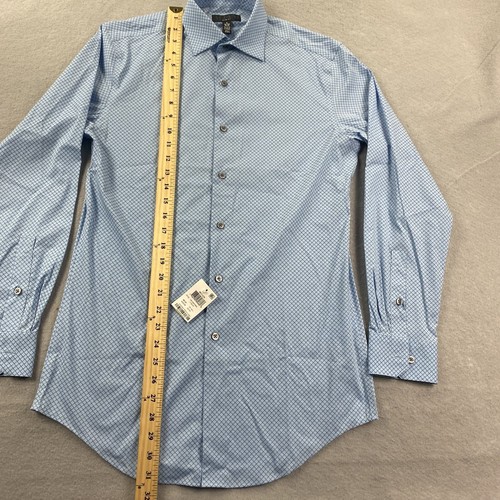 Alfani Shirt Mens Small Blue Button Up Shirt Slim Fit Geometric Comfort Casual - Picture 5 of 6