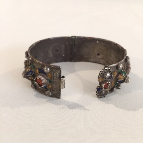 Antikes algerisches Berber Silber Koralle Halskette Emaille Armband 19. Jh. Hand - Bild 11 von 12