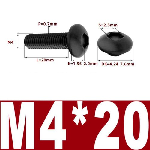 M2 M2,5 - M10 M12 Knopfschrauben mit Innensechskant 10,9 hochfest schwarz Innensechskantschrauben - Bild 44 von 130