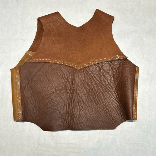 Vtg Kids Leather Vest Handmade Brown Youth Boys Girls Western Cowboy Rodeo Stock - Picture 2 of 4