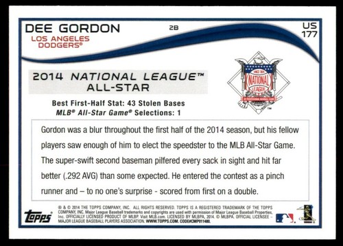 Actualización Topps 2014 #US-177 Dee Gordon - Imagen 2 de 2