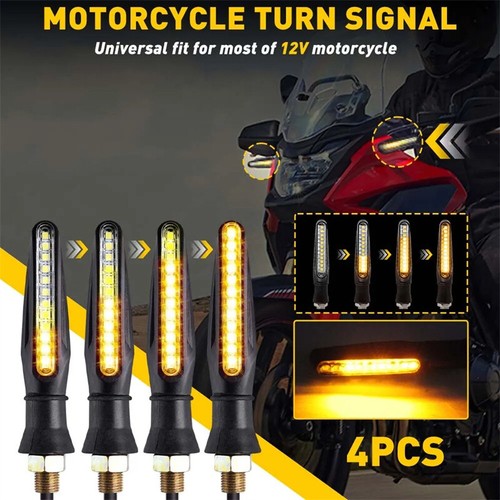4X Sequential LED Motorcycle Turn Blinker Signal Indicator Marker Amber Light - Picture 12 of 12