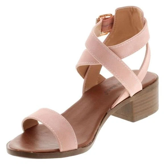 Top Moda Women's Ankle Wrap Adjustable Buckle Stacked Chunky Heel Sandals - Image 2 of 4