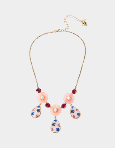 BETSEY JOHNSON VERZAUBERTE BLUME TROPFEN HALSKETTE PASTELL MULTI