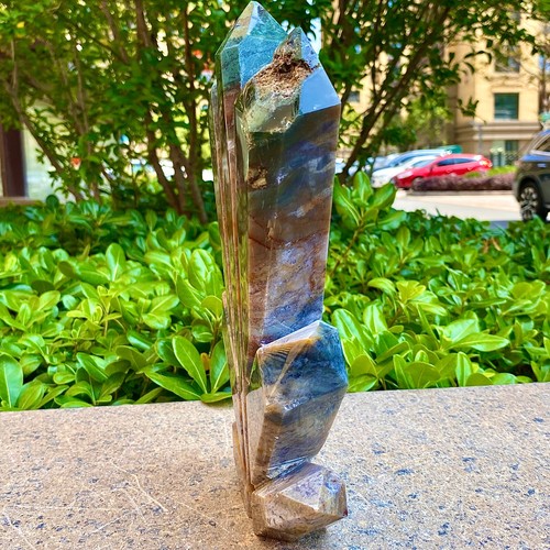 5.4LB Natural water grass agate Multi pointed Obelisk crystal energy column - 第 7/18 張圖片