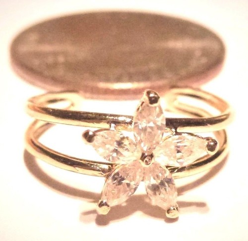 10K YELLOW GOLD ADJUSTABLE CUBIC ZIRCONIA FLOWER TOE RING-GIFT BOX-FREE SHIPPING - Picture 3 of 9