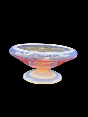 Fostoria Seascape rosa Koralle Sand opalisierend mundgeblasen Glas Standschale - Bild 10 von 14