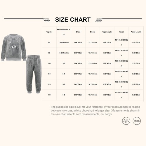 US Kids Pajamas Set Warm Loungewear Fleece Homewear Children Boys Girls Clothes - Picture 53 of 80