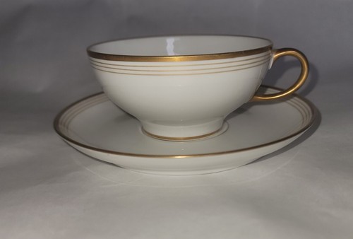 WM GUERIN & CO LIMOGES COFFEE TEA CUPS SAUCER WHITE GOLD Gilding Excellent - Bild 2 von 8