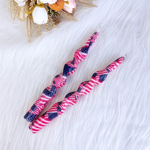 9.8" American Printed Unscented Taper Candlesticks set of 2 Spiral Dinner Candle