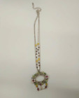 Water Pearls Floral Pendant Necklace Vintage Silver Tone Chain Dyed Fresh