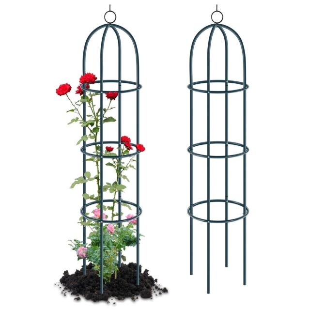2 x GARDEN OBELISK CLIMBING PLANT FLOWERS STEEL FRAME EASY ASSEMBLY GROW SUPPORT 2 x GARDEN OBELISK CLIMBING PLANT FLOWERS STEEL FRAME EASY ASSEMBLY GROW SUPPORT