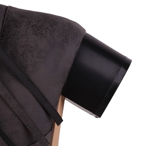 Damen Kniehohe Stiefel Cowboy Quaste Warm Spitz zulaufend Block Mittelhoher Absatz Schuhe Größe - Bild 7 von 18