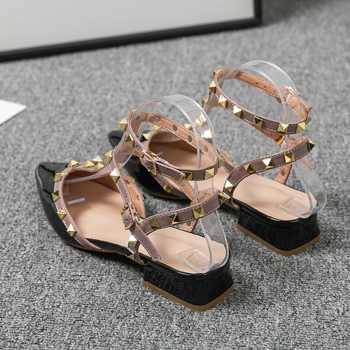 Sandalias de cuero patentadas con tiras tachuelas 35-43 - Imagen 18 de 55