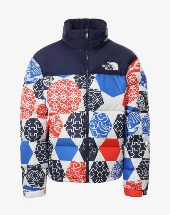 The North Face Men s PRINTED 1996 RETRO NUPTSE 700 Down Puffer Jacket M Blue Geo