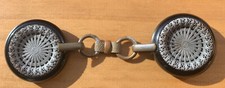 Antique Vtg Lg Black Bakelite Cape Cloak Clasp Buttons Fastener Filigree Metal