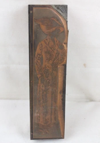 Vintage Rare Printing Block Press Cooper Plate Fashion Design Dress Hat Magazine