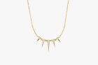 0.18 Cts Round Diamond Spikes Necklace Diamond Charms Necklace in 14k Solid Gold