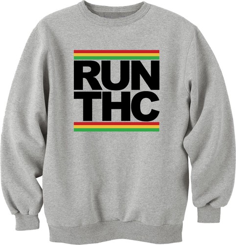 Run THC Rasta Hippie Weed Cannabis Unisex Cotton Sweatshirt Jumper Pullover  - Picture 3 of 3