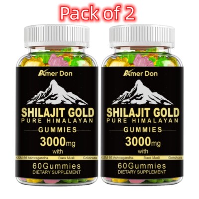 Shilajit Gummies Max Strength | Pure 100% Authentic Himalayan Origin 2 Bottles