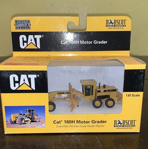 NORSCOT CATERPILLAR CAT 160H MOTOR GRADER DIE-CAST  1:87 HO SCALE #55127 NEW - Picture 1 of 3